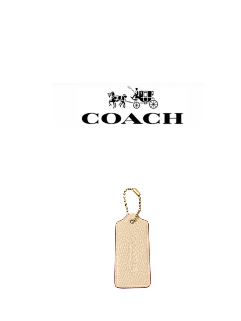 Coach Ivory Beige  Red Pebbled Leather Hang Tag